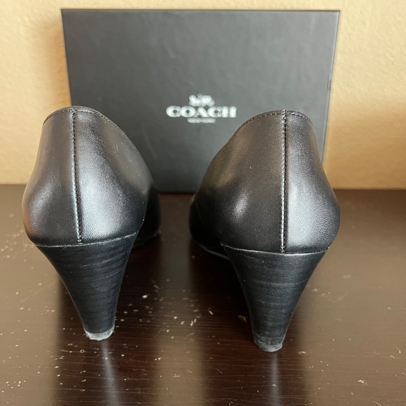 Coach Cala Semi Matte Calf Black Size 7 wedge open toe - Picture 3 of 7